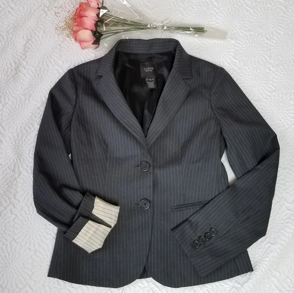 J.Crew Pinstriped Jacket Blazer Super 120s Wool